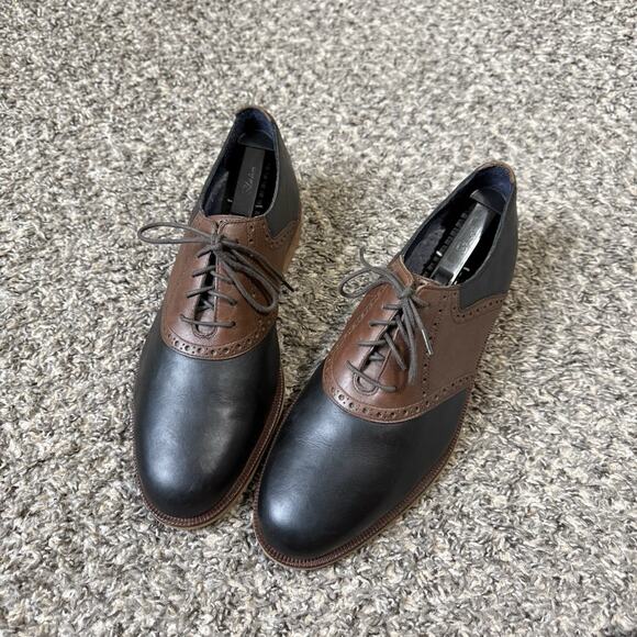 Cole Haan Carter Saddle Oxford Men\'s Size 9 M Wingtip Derby Shoes Black Brown main image 8